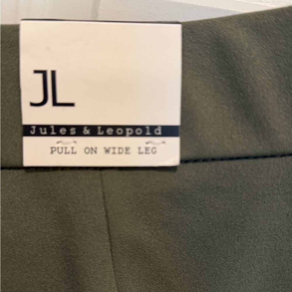 NWT Olive Green Wide Leg Pants Pull On High Rise Casual Lounge S/petite - Picture 8 of 10